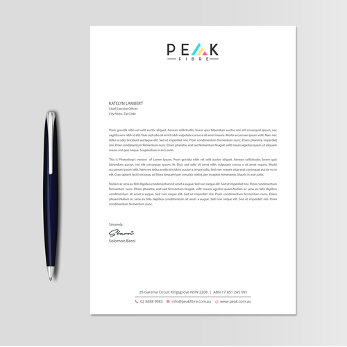 Creative, slick, professional Stationary for New Brand - Peak Fibre - Design by TanLearn