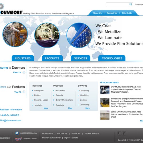 New website design wanted for DUNMORE Corporation Ontwerp door sarath143
