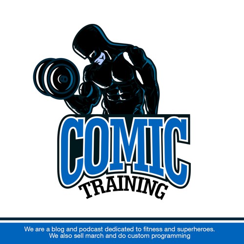 Create a special logo design for a fitness and superhero company called Comic Training