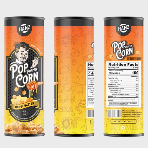 Premium Quality Popped Pop Corn Packaging Design réalisé par Davi Giolo ★