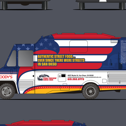 Navy Themed Food Truck Wrap Design Design by Vectogravic