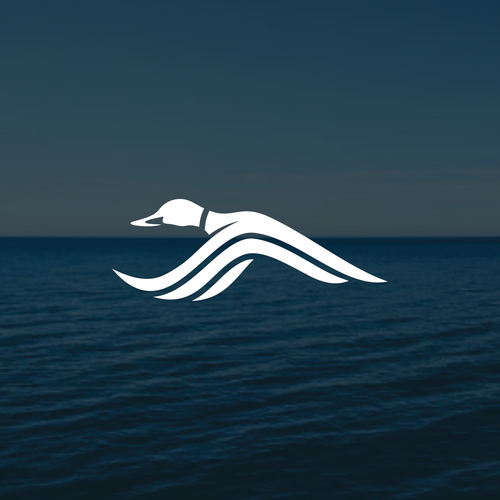 Coastal lifestyle brand featuring a mallard duck and wave, appeal to outdoor enthusiasts and surfers Diseño de muuter