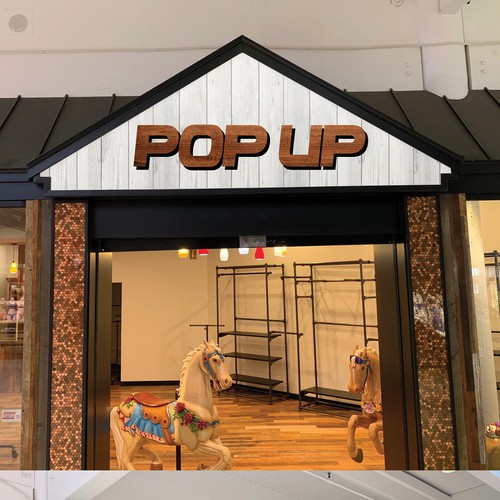 Custom storefront sign design for mall pop-up shop