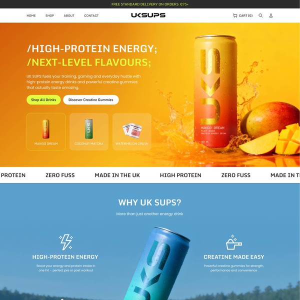 Web Design for high quality, tasty, different flavoured high-protein energy drinks and creatine gummies.