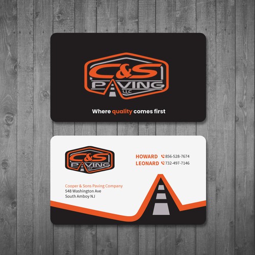 We are an asphalt paving company  card with character, style, stands out from everyone nothing bland no white ,add stuff Design réalisé par Tcmenk