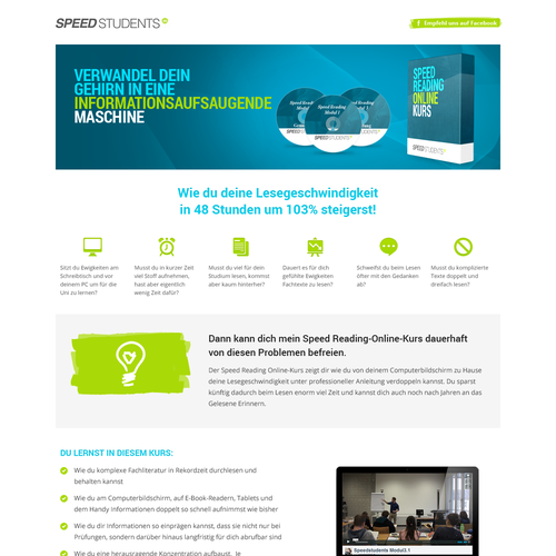 Landing page design contest entry by 640miles
