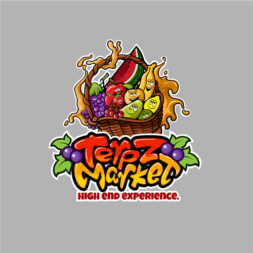 Design a fruit basket logo with faces on high terpene fruits for a cannabis company. Diseño de Antonius Agung