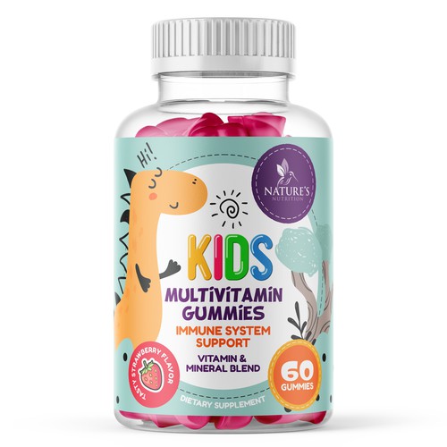 Tasty Kids Multivitamin Gummies Product Label for Nature's Nutrition Design by gs-designs