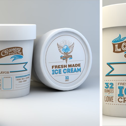 Ice Cream Container Labels for Love Creamery Design by Calavera