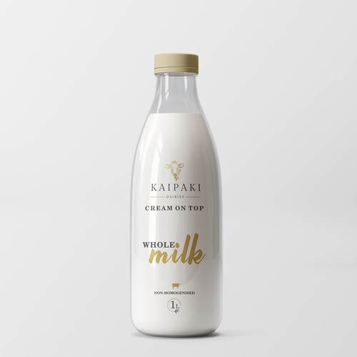 We need a premium milk bottle design for 1 litre glass botltes Design réalisé par Gergana ♥