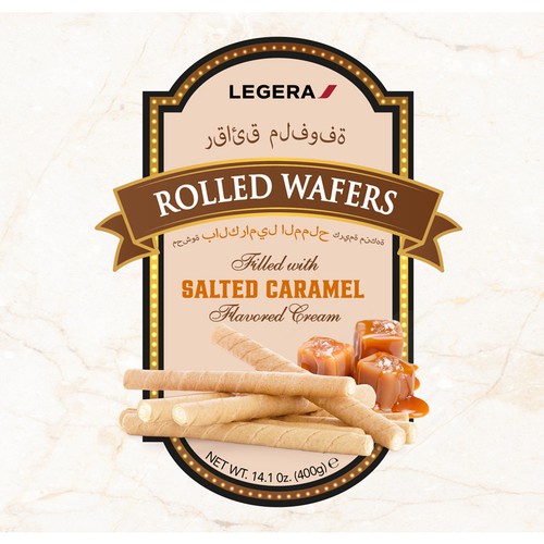 LEGERA Wafer Rolls Pack 125 gm - Salted Caramel Design by Davi Giolo ★