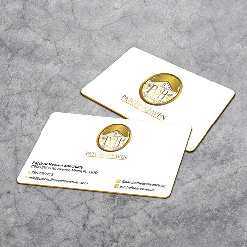 WHITE Business Card Design with Our Logo in Shiny Gold | Business card