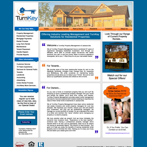 Webpage Template for Rental Property Management Company Design by bees11
