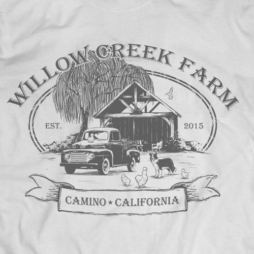 Design by nearzoo titled "Create a cool vintage t-shirt for Willow Creek Farm"