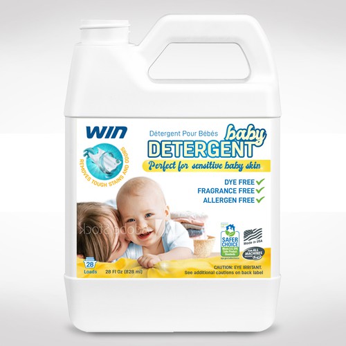 WIN Baby Detergent bottle label Design by TheBeeDee