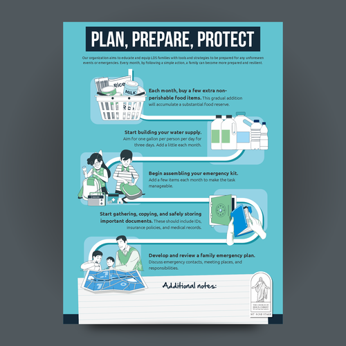 Plan, Prepare, Protect: LDS Family Preparedness Infographic Contest!" Design by Gabriel Imung