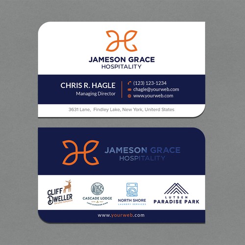 Create a modern and clean business card for a parent company with 4 subsidiaries Design by CurveSky™ ☑️