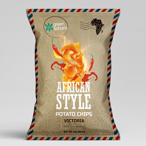 Design African style potato chips packaging Design by Noha.Akkad