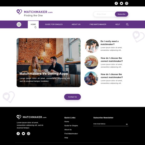 Modern & Sleek Design to Attract Singles who are Stuck at Dating Design by unbox.style⚡️
