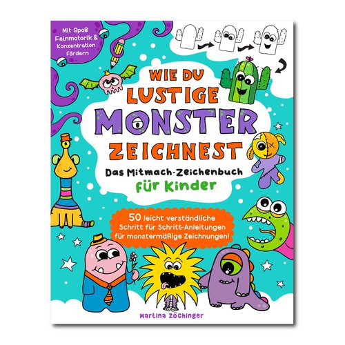 Design a cheerful cover for a monster drawing book for children Design by ALINAsINK