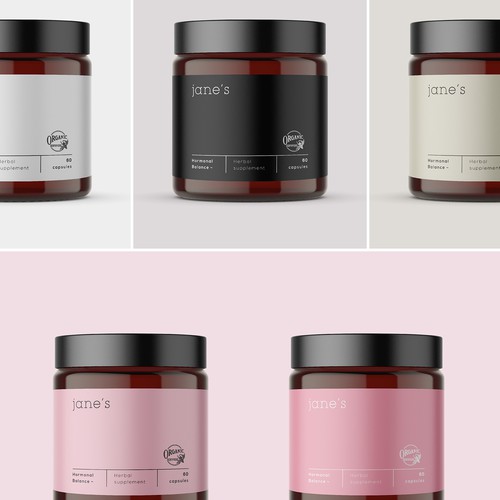 Minimal supplement label design Design by VERYGUT DESIGN