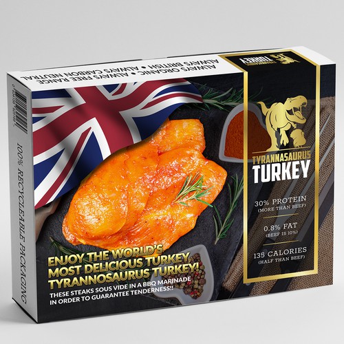 TYRANNOSAURUS TURKEY BREASTS - POWERFUL PACKAGING NEEDED! Design by ted181 dexign