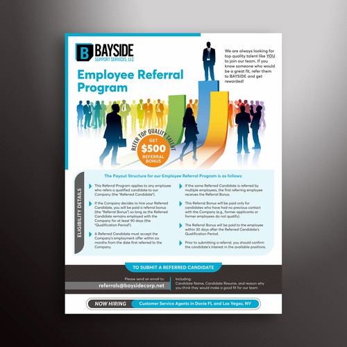need a flier to announce awesome employee referral program target demo young tech support agents Design by save_me