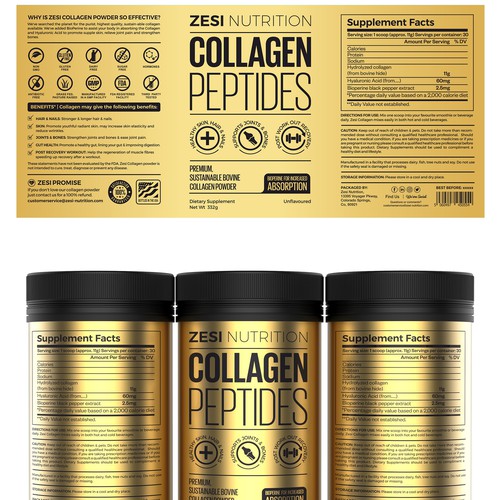 Design an attention grabbing, modern label for our collagen supplement Diseño de Imee008