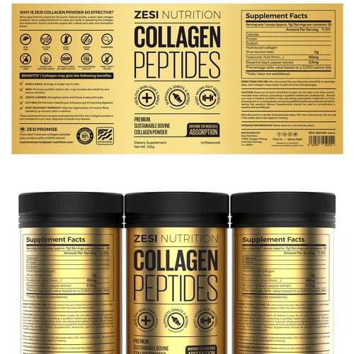 Design an attention grabbing, modern label for our collagen supplement Design by Imee008