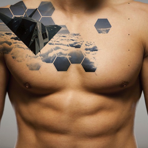 Tattoo with Stealth Bomber Design by 5291