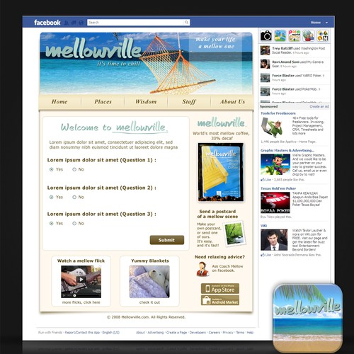 Create Mellowville's Facebook page デザイン by Midi Adhi