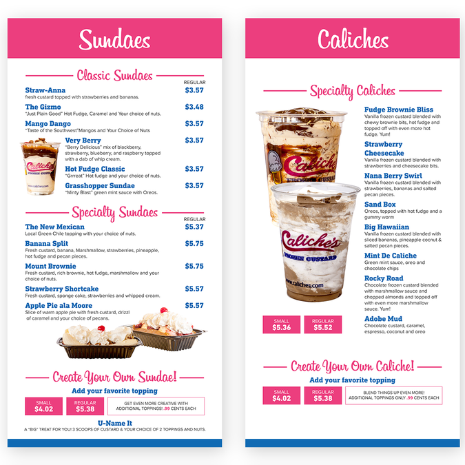 Design a frozen custard shop's new menu board! Menu contest