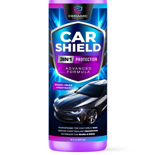 Ceramic Car Shield needs a design for its Wash, Wax, and Protect. Design réalisé par GenScythe