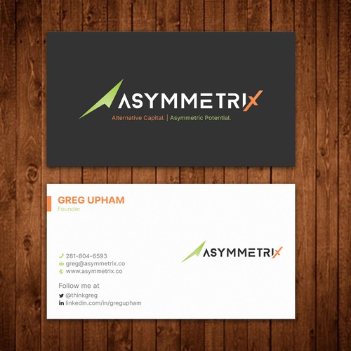 Design a cool, edgey but sophisticated business card for an alternative investment firm. Design von ™SF_Design™