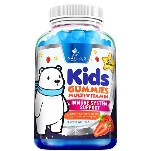 Tasty Kids Multivitamin Gummies Product Label for Nature's Nutrition Design by agooshe