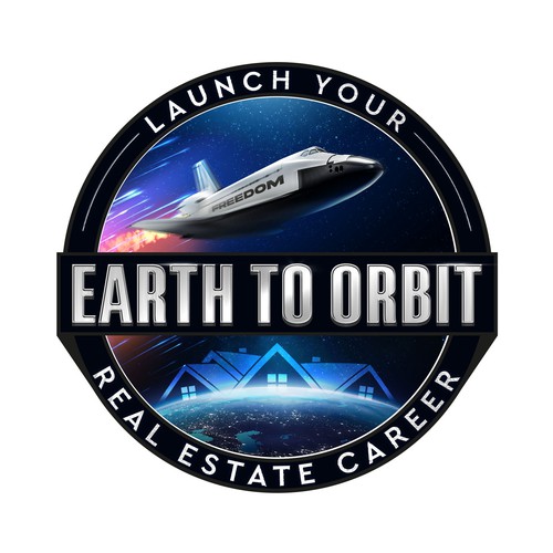 Realistic Logo for "Earth to Orbit" Sales Course. Achieve financial freedom through real estate. Design by GIRA.