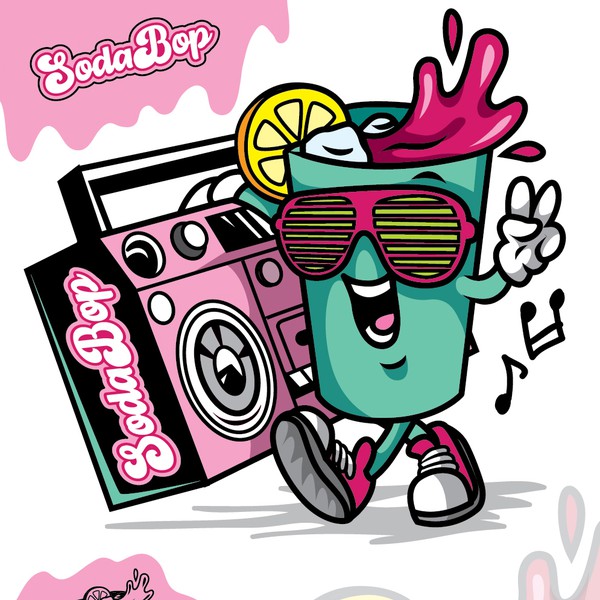 SodaBop Mascot Design – 90s-Inspired Dirty Soda Character