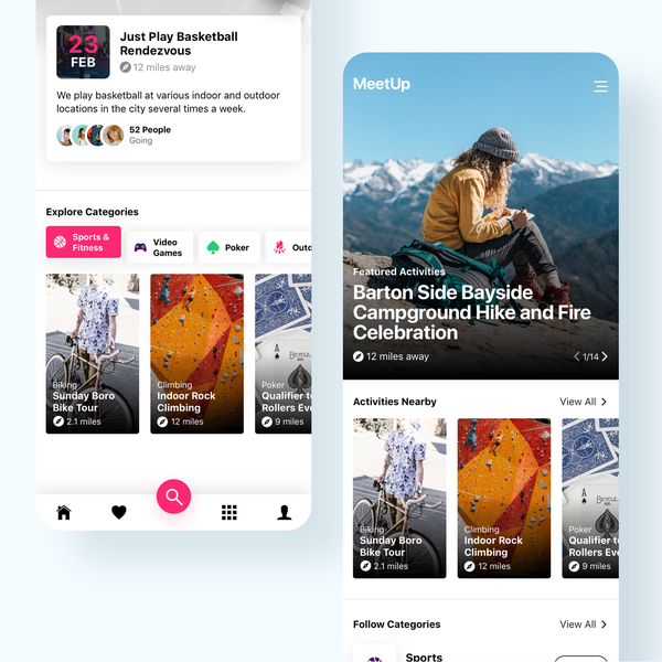 Design by Reinhardt Keith titled "App for Activity and Event Meetups"
