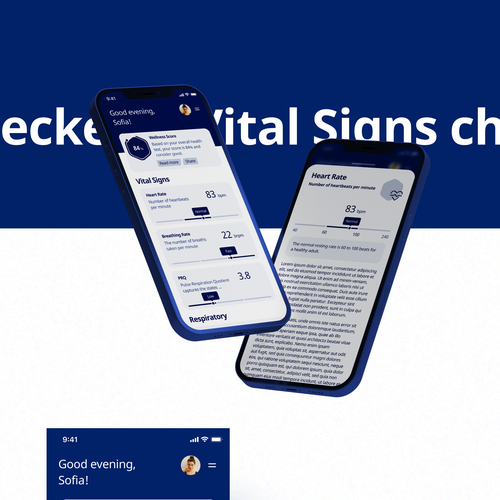 Wellness "vital signs" app - redesign Design by Alexander53