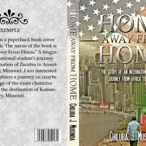 A book cover illustrating the journey of an international student from Africa to America Design by ilyasshoppus