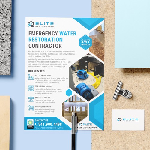 Emergency Water Restoration Flyer Design by Zarabrook