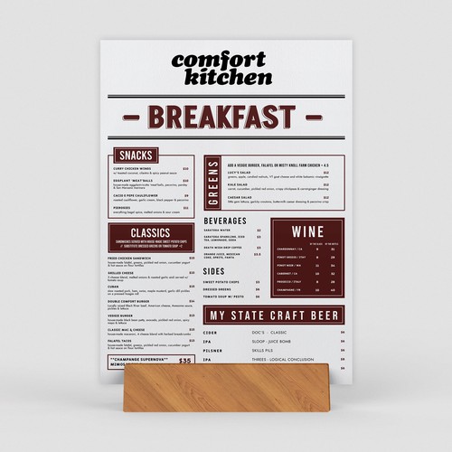 Design a cool new menu for a breakfast & lunch spot in Upstate NY Design by Along99