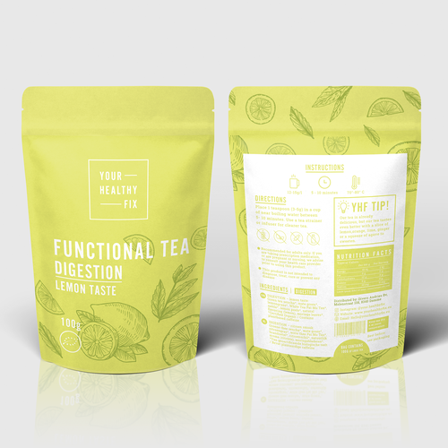 Functional Tea collection design for a health supplement brand! Design by Andrea Malagarriga