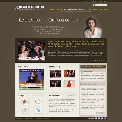 Queen Rania's official website – Queen of Jordan Design por kamelasmar