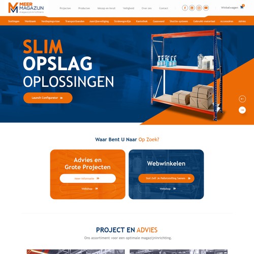 Creative website templates for a leading pallet racks company_ Meermagazijn Diseño de Adventix