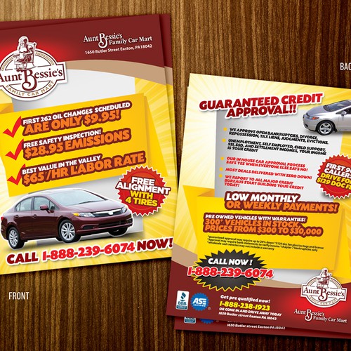 Aunt Bessie S Family Car Mart Needs A New Postcard Or Flyer Postcard Flyer Or Print Contest 99designs