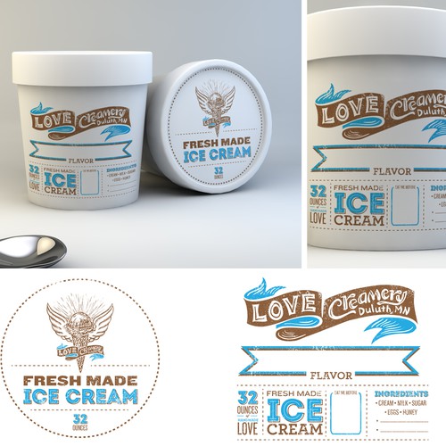 Ice Cream Container Labels for Love Creamery Design by Calavera