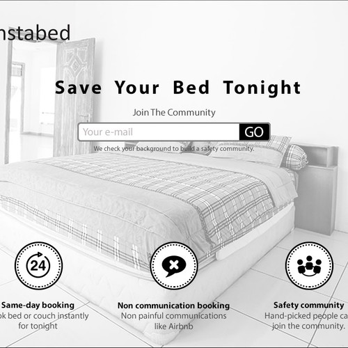 Landing page for simple, on-demand bed booking app Design by WebSmash Studio