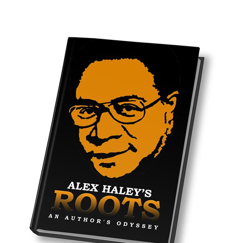 Create a 1970s retro book cover for biography of Alex Haley, author of "Roots." Design by Cover Belle