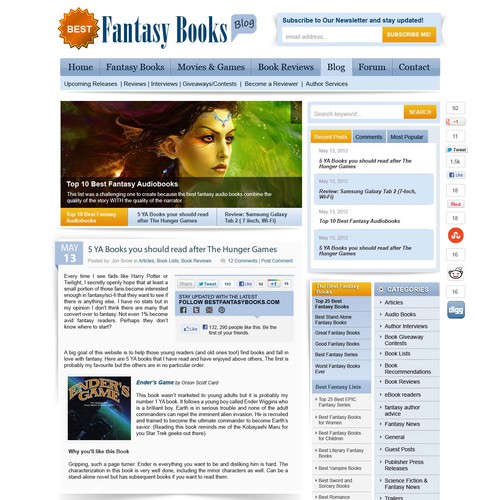 Help Best Fantasy Books with a new website design Réalisé par rosiee007